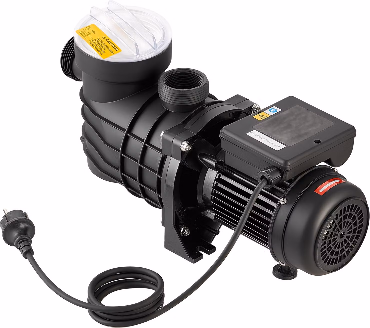 Pompa per piscina SucceBuy 180 W, pompa filtro con portata massima di 10.800 l/h, pompa per piscina monostadio, 2850 giri/min, prevalenza massima 8 m, con cestello filtrante e copertura, adatta per piscine fuori terra, piscine interrate e spa.