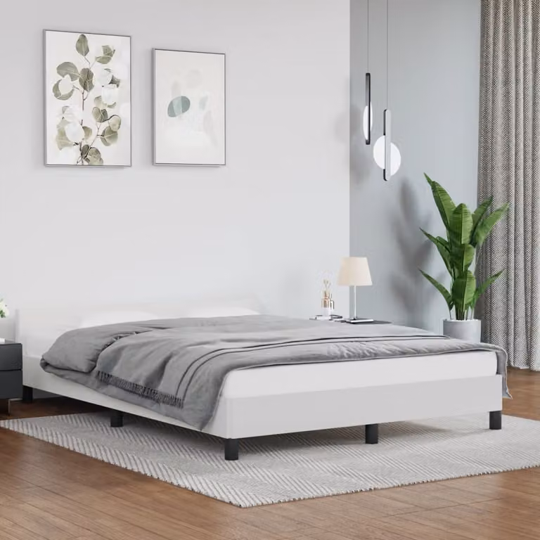 The Living Store Struttura letto con testiera bianca 140x200 cm in ecopelle