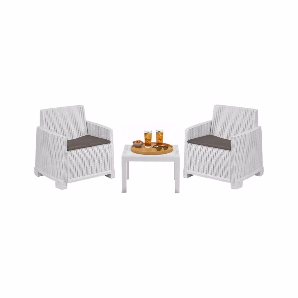 Set Salotto da Esterno Rosta DMORA Bianco con Divano a 2 Posti e Tavolino da Giardino – 2