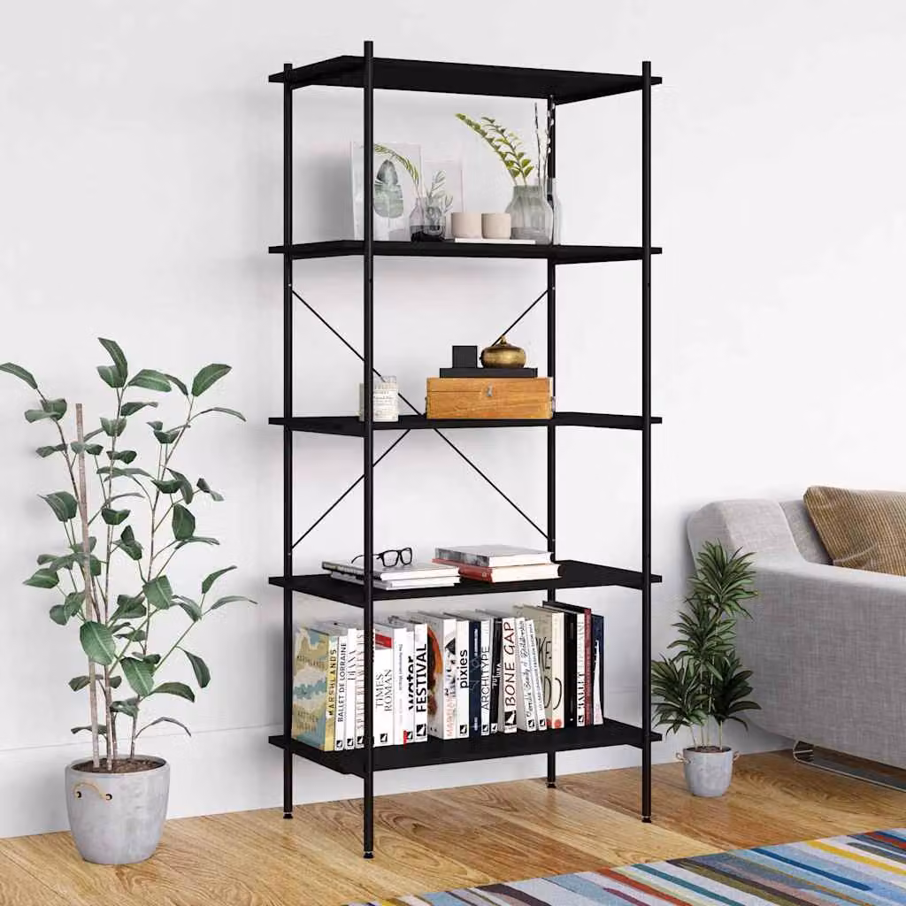 Scaffale con 5 Mensole vidaXL Nero L: 80 cm, P: 40 cm, H: 163 cm