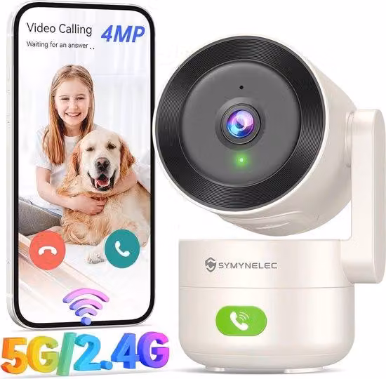 Telecamera di sorveglianza per interni a 360 gradi con rilevamento del movimento tramite IA e visione notturna - Telecamera IP da 4 MP per cani e baby-sitter