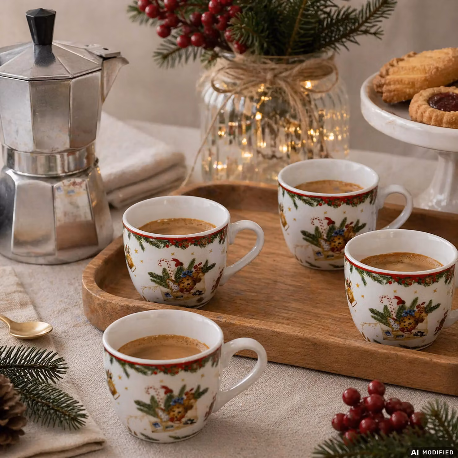 Set di 6 tazzine da caffè natalizie Christmas Cookies Vestiamo Casa in porcellana multicolore da 9 cl – 2