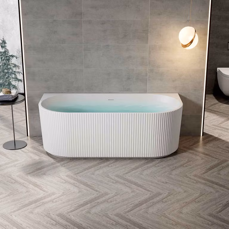 Vasca da bagno in acrilico Belvit semi-freestanding e freestanding - vasca ad angolo o ovale, sinistra, centro e destra, 180x80 - 170x78 cm, con set di scarico
