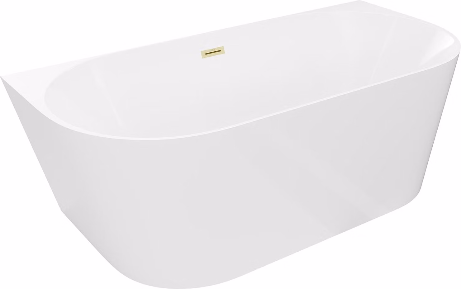 Mexen Oval Slim vasca da bagno freestanding a parete 170 x 80 cm, bianca, troppopieno oro spazzolato - 52661708000-55