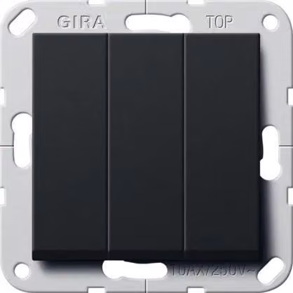 Interruttore a bilanciere Gira BS 3f della serie 55, nero, codice 2830005