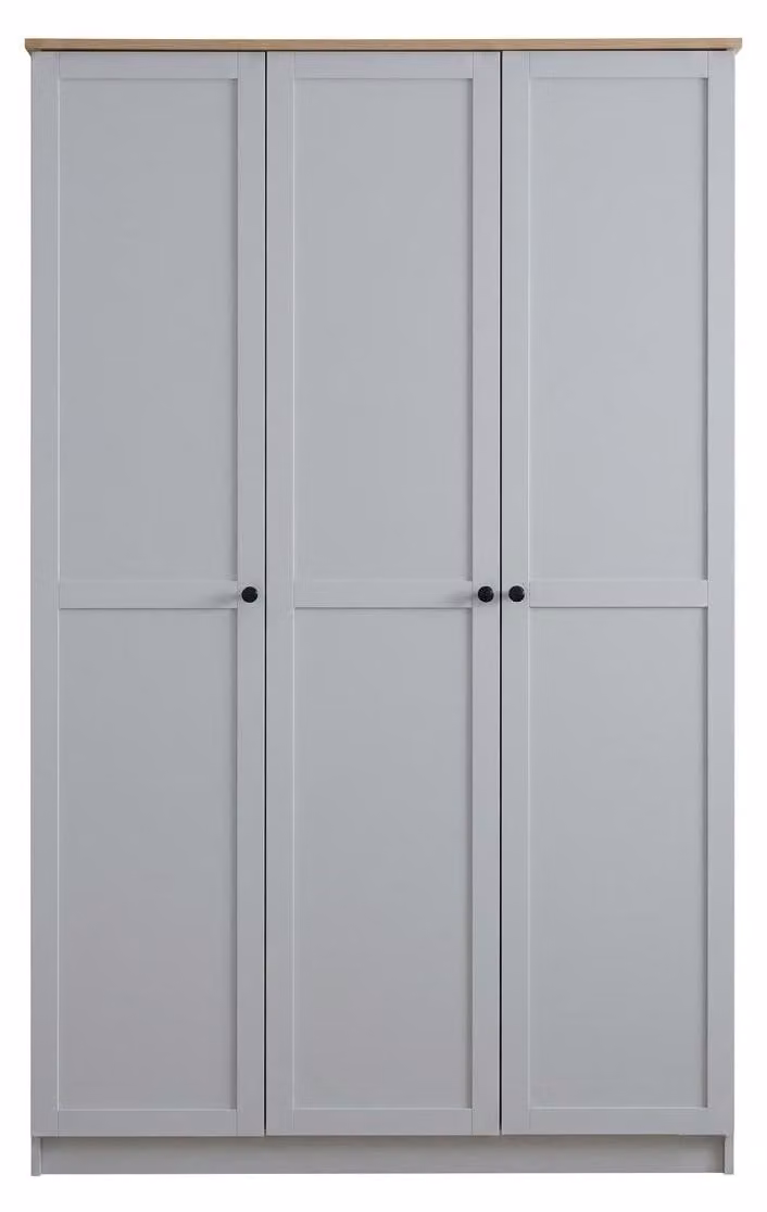 Armadio bianco a 3 ante, grande, adatto per una stanza da letto giovanile, realizzato in legno