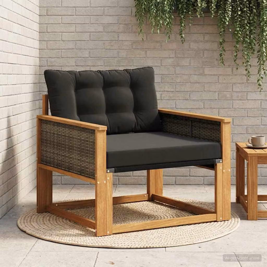 Set da giardino moderno vidaXL in legno di acacia massello e textilene per esterno, disponibile nei colori marrone, nero o grigio