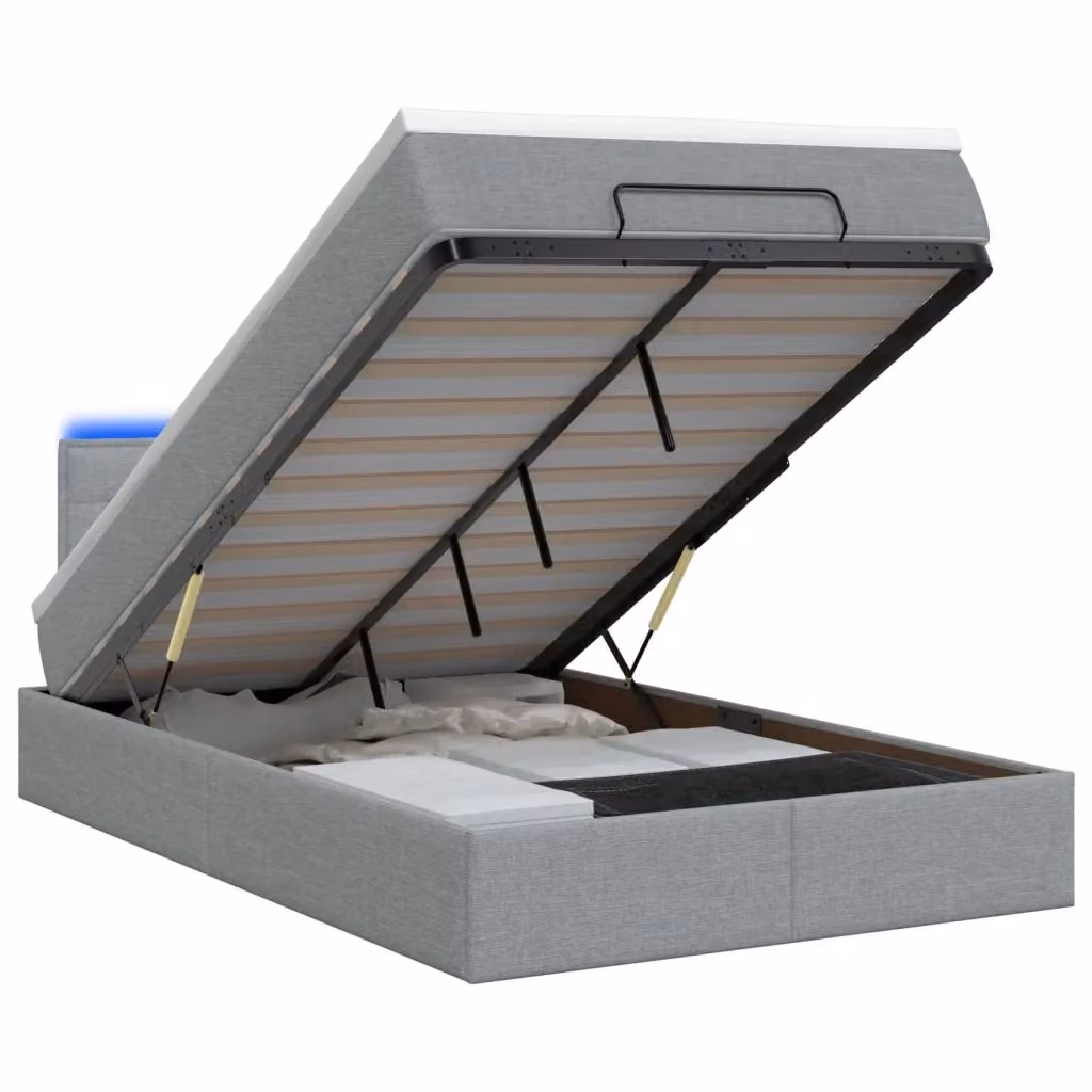 Letto Ottomano con Materasso e Illuminazione LED vidaXL Grigio e Bianco L/P/H: 120 x 200 x 88 cm – 2