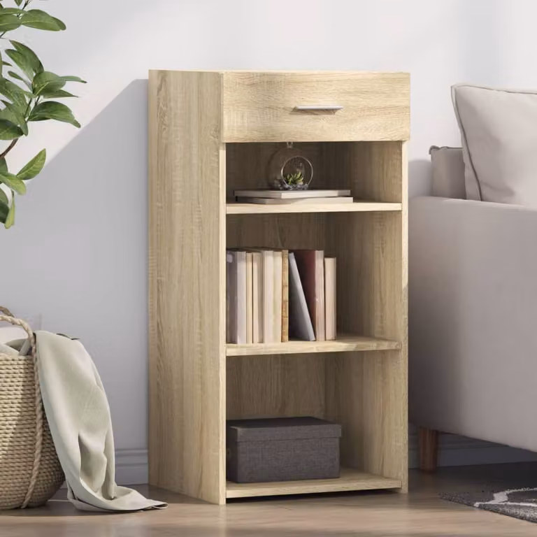 Credenza moderna vidaXL in legno multistrato color rovere sonoma, L 45 cm x P 42,5 cm x H 93 cm