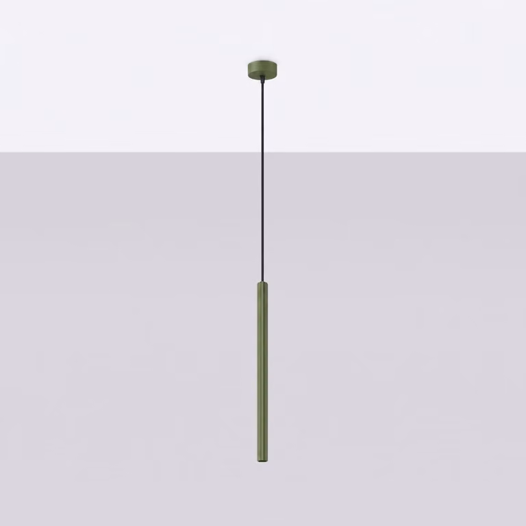 Lampada a sospensione ARCHE 1 verde oliva 1xG9 8W acciaio 120x8x8cm Sollux Lighting