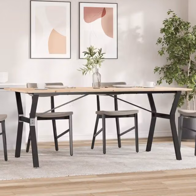 Tavolo da Pranzo Rettangolare vidaXL in Legno di Pino e Metallo Marrone con Telaio a X – 1