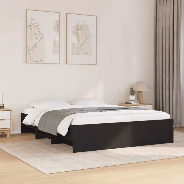 Struttura Letto Design Mania Nero in Legno Multistrato con Doghe Fisse L/P/H: 200 x 160 x 35 cm