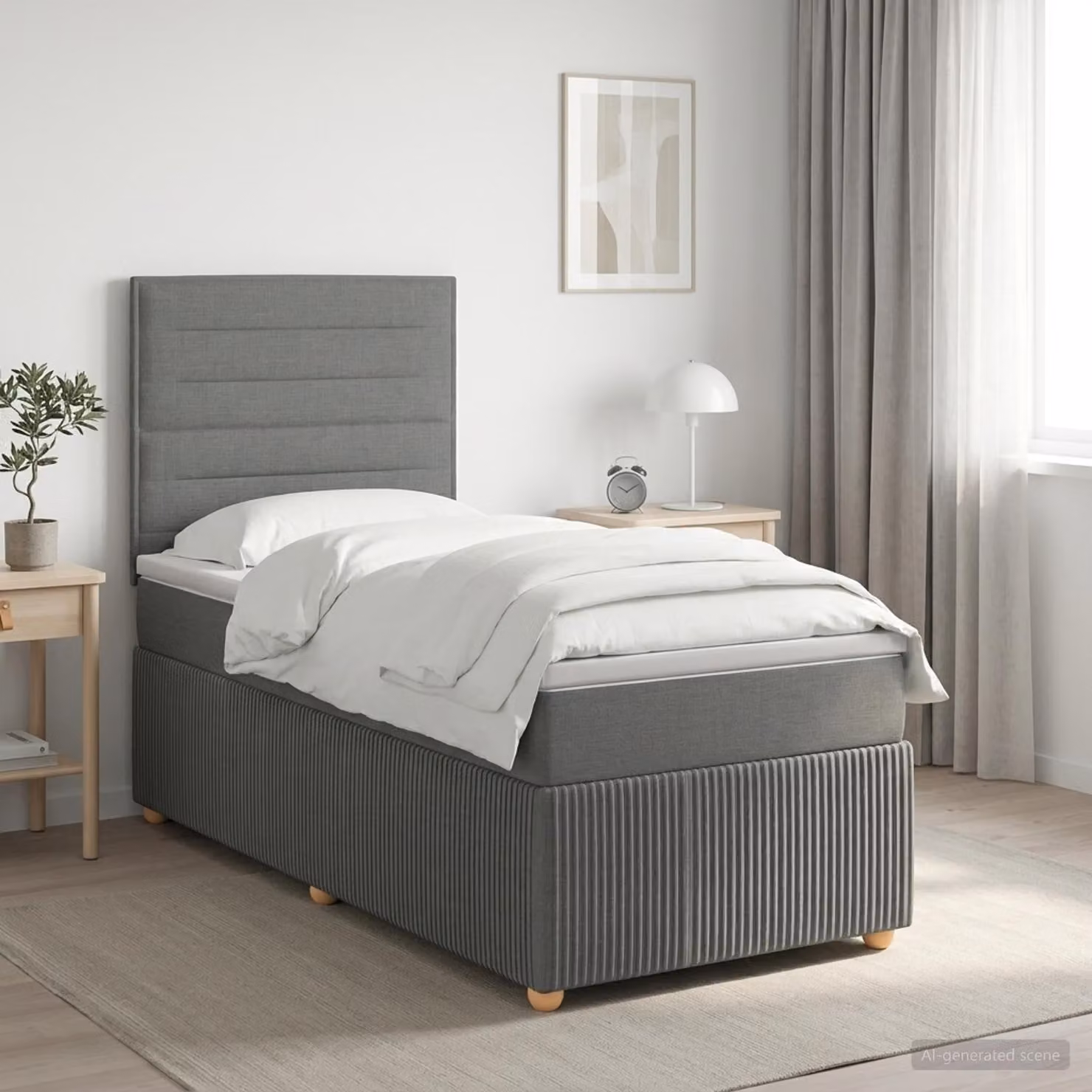 Maison Exclusive - Letto boxspring con materasso grigio scuro 100 x 200 cm tessuto