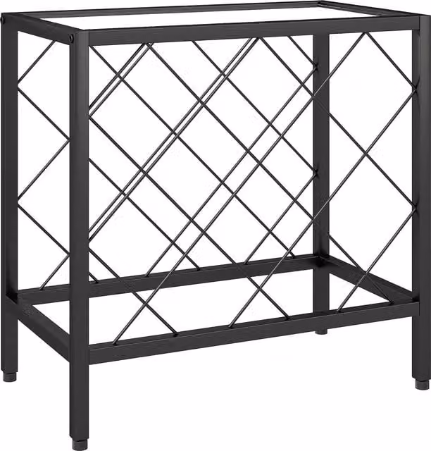 Scaffale Portabottiglie Vini HOMCOM con Piano in Vetro Trasparente e Struttura in Metallo Nero, Capacità 10 Bottiglie, L: 41 cm, P: 22 cm, H: 4 cm – 1