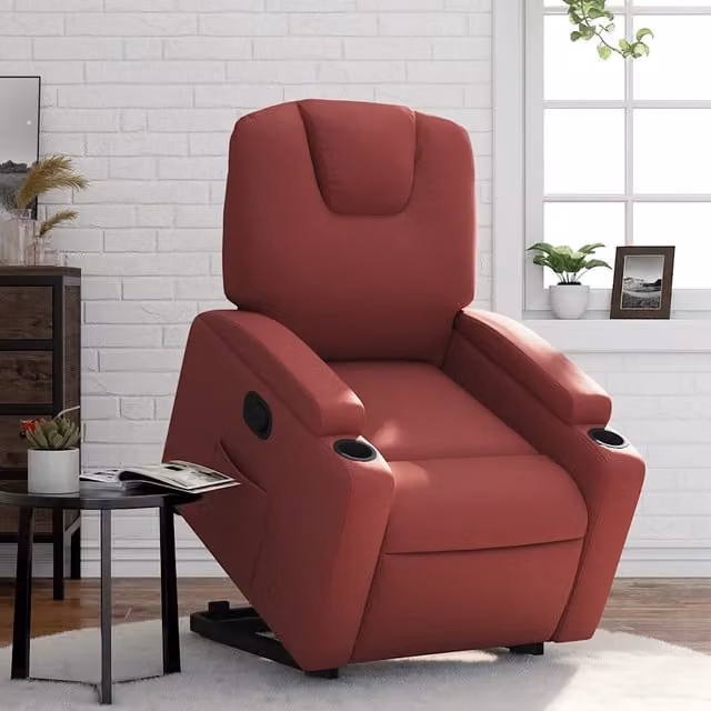 Poltrona Alzapersona Reclinabile vidaXL in Similpelle Rossa con Assistenza Elettrica per Senior