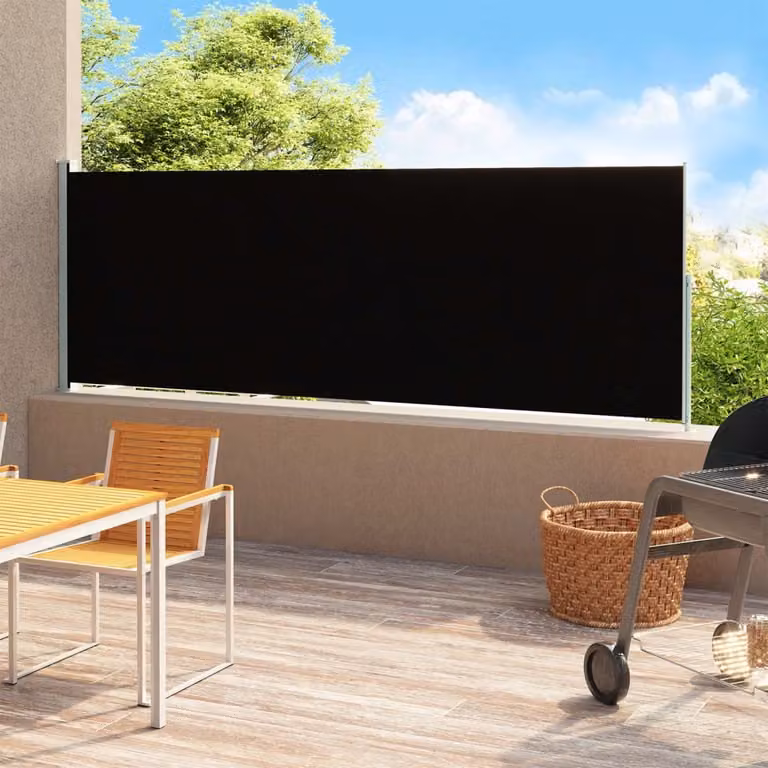 The Living Store Tenda laterale estensibile 200x500 cm Nero