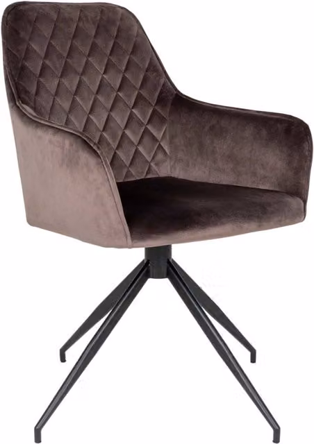 Sedia da pranzo girevole Harbo in velluto mushroom con base nera