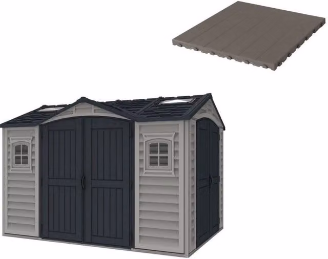 Pavimento per Casetta Box da Giardino 326x240x235 cm in Plastica Grigio