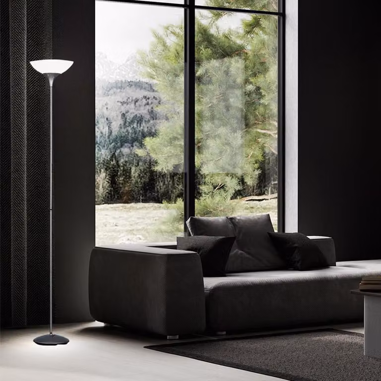 Lampada da soffitto, colore titanio, interruttore a cordicella, altezza 180 cm