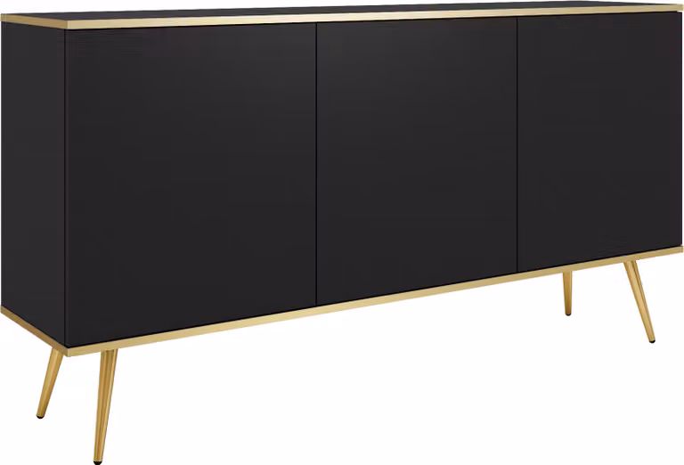 Cassettiera: nera, gambe dorate, 160 x 85 x 39 cm