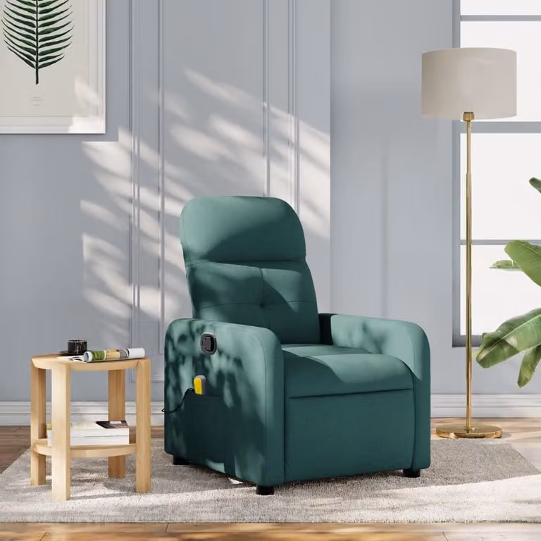 vidaXL Poltrona Reclinabile Relax per Soggiorno in Tessuto Verde con Braccioli