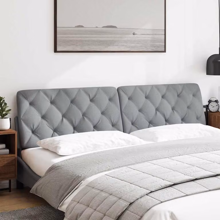 vidaXL Cuscino Testiera Grigio Chiaro 200 cm in Tessuto