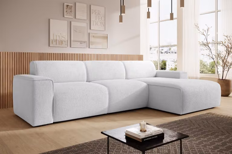 AX LIVING Divano a L Didim mini argento 310 cm, elegante R