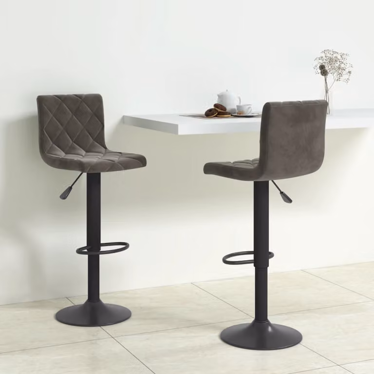 Set di 2 sedie da bar vidaXL in velluto grigio scuro con base girevole a 360 gradi