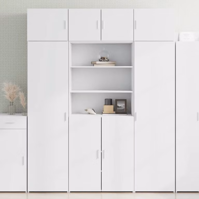 Credenza bianca moderna vidaXL in legno multistrato L: 80 cm, P: 42,5 cm, H: 185 cm