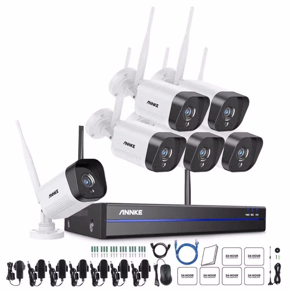 Sistema di videosorveglianza wireless con registratore NVR da 5MP e telecamere Wi-Fi da 3MP
