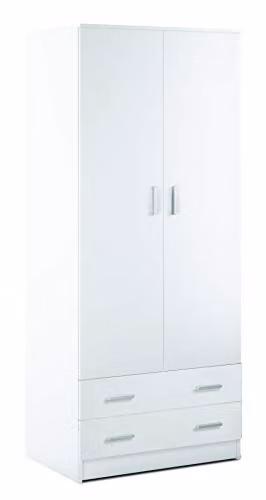 Armadio 2 ante 2 cassetti H182 L77 P52 Cm colore Bianco Liscio 456k