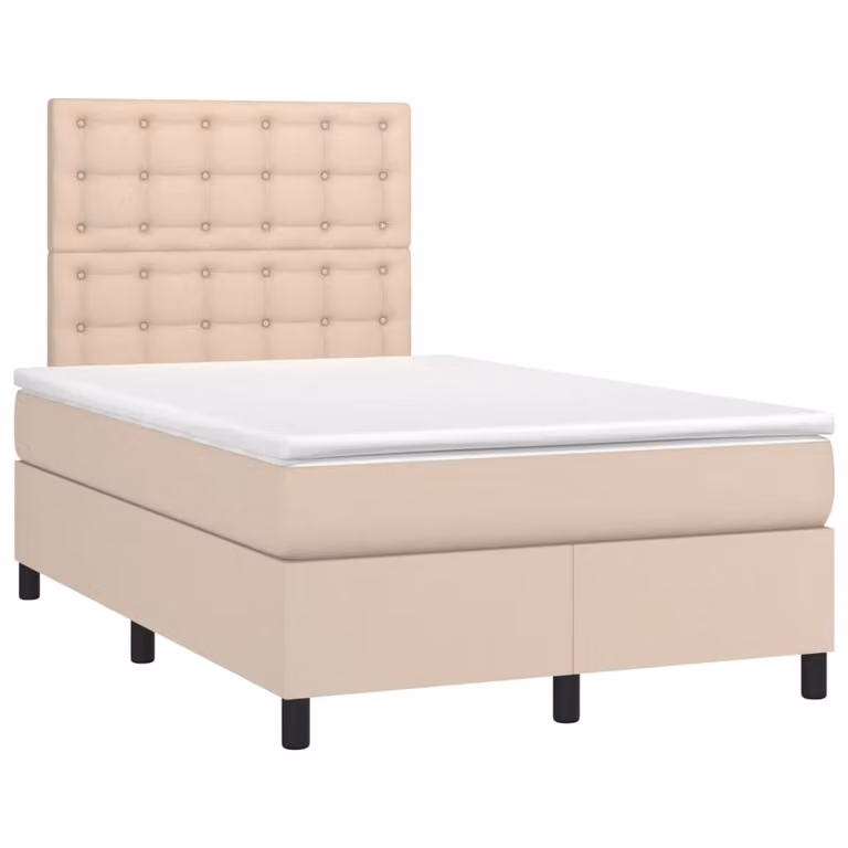 Maison Exclusive - Letto box spring materasso e LED cappuccino 140x190cm ecopelle