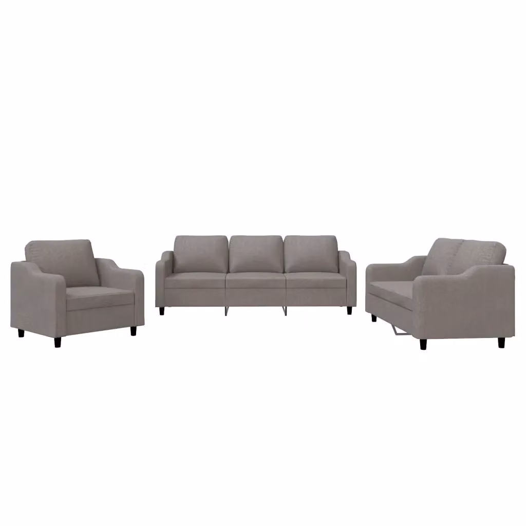 Set di divani 3 pezzi vidaXL in tessuto beige e grigio con cuscini per soggiorno in stile moderno – 2