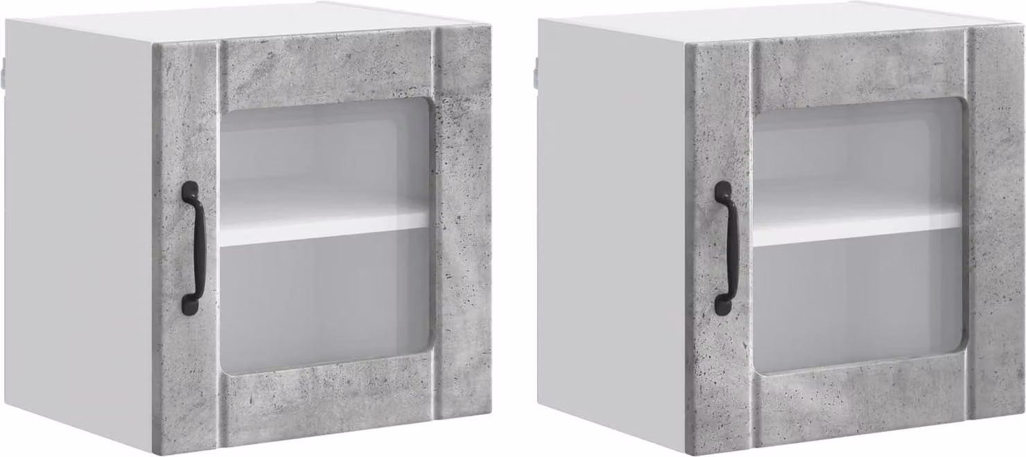 Mobile in vetro da parete LUCCA 2 pcs Grigio Cemento