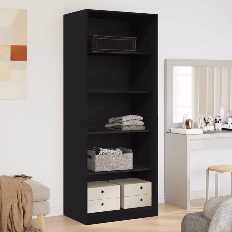vidaXL Guardaroba Rovere Nero e Marrone in MDF con Cassetti Integrati e Ripiani Interni L 80 x P 50 x H 200 cm