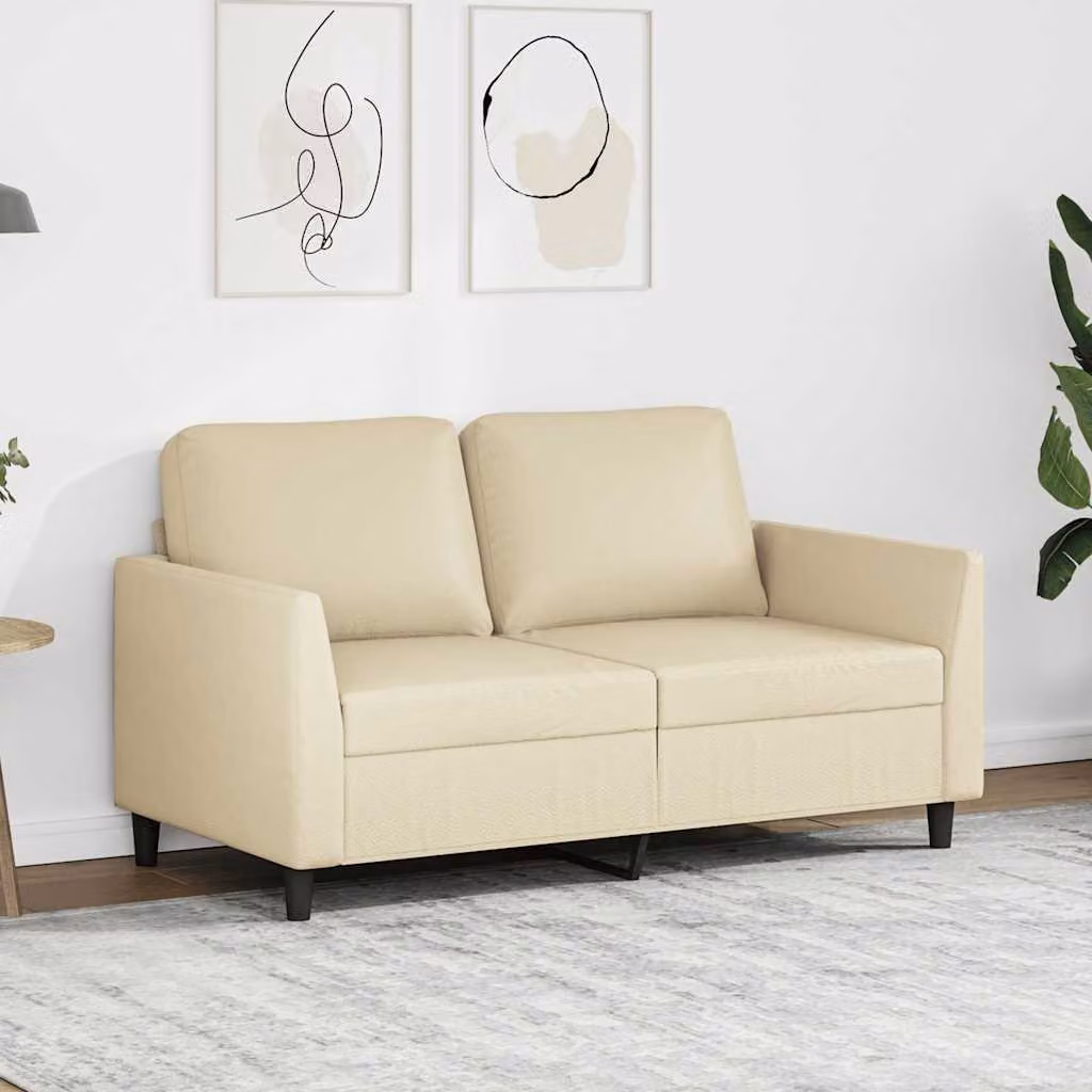 Divano a 2 posti moderno vidaXL in similpelle beige con struttura in metallo e imbottitura in schiuma L: 140 cm, P: 77 cm, H: 80 cm