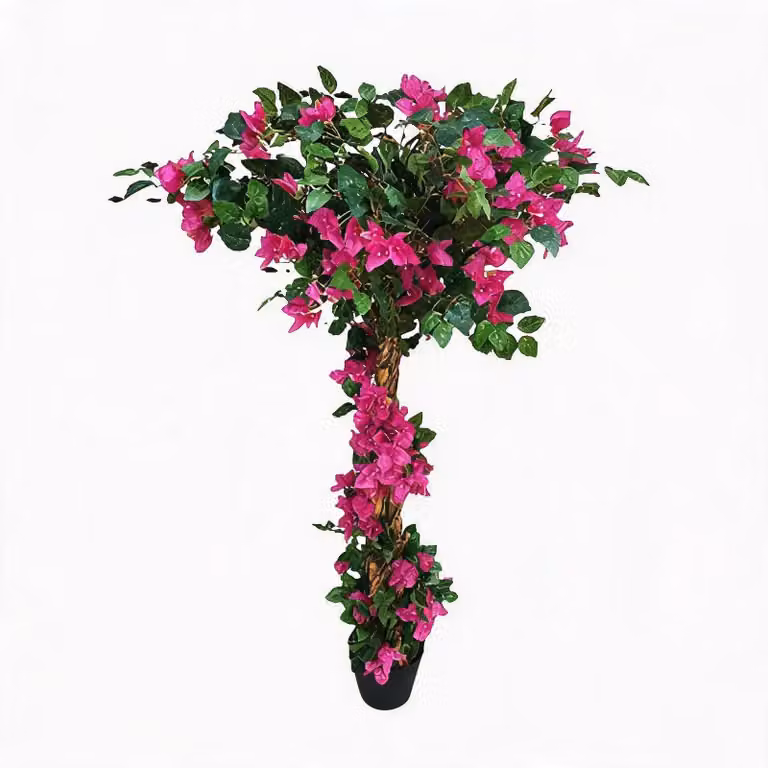 Albero di bougainvillea artificiale - Fiori e foglie realistiche - Con vaso - Materiale plastico - Adatto per interni - Altezza 125 cm - Decorazione per la casa