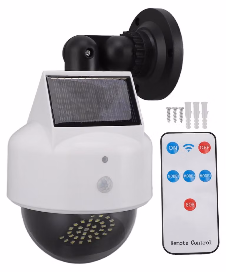 Telecamera di sicurezza - Telecamera finta realistica - Adatta per interni ed esterni - Sicurezza - Telecamera simulata - Protezione - Giardino e casa - Colore nero