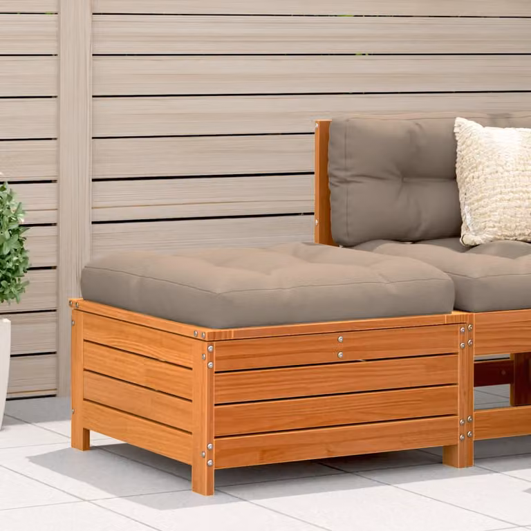 vidaXL Poggiapiedi da Giardino in Legno di Pino Massello Marrone Cera L: 62 cm, P: 63,5 cm, H: 32 cm
