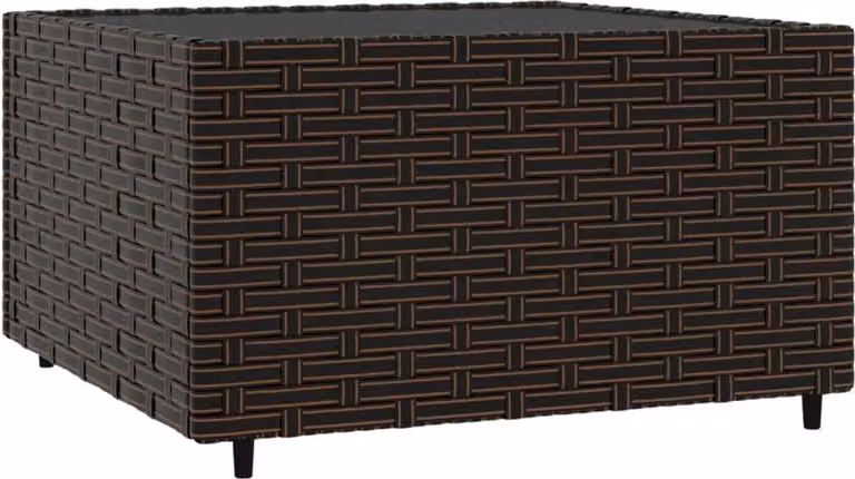 Tavolino Quadrato da Giardino Marrone 50x50x30cm in Polyrattan