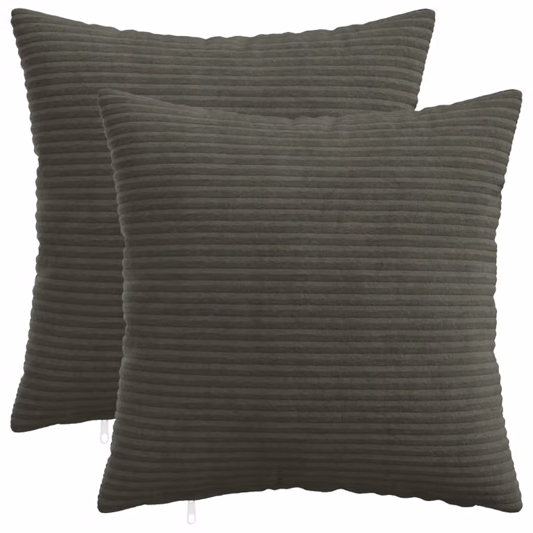 Set di 2 federe vidaXL HEERLEN in velluto a coste, colore antracite, 40 x 40 cm