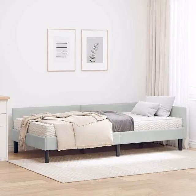 Struttura Letto Angolare con Materasso 2 pz-Giroletto con materasso Grigio chiaro 676005