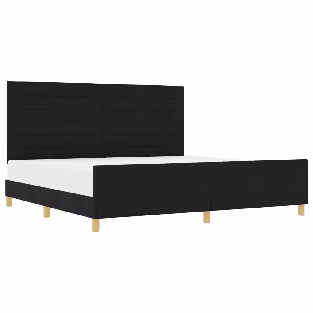 Struttura del letto con testiera vidaXL in tessuto nero L 200 x P 200 x H 207 cm – 2