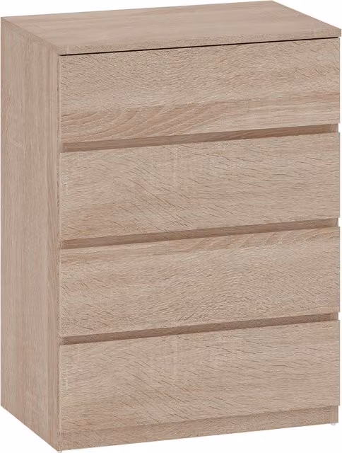 Cassettiera HOMCOM in legno con 4 cassetti, guide in metallo e maniglie scanalate, color Faggio, L: 60 cm, P: 40 cm, H: 80 cm