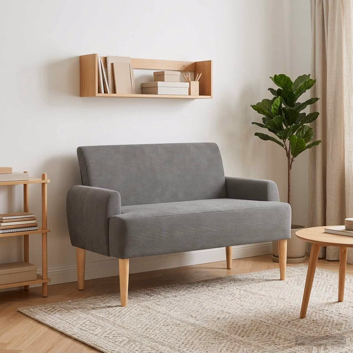 Loveseat vidaXL moderno in tessuto grigio con bottoni imbottiti L: 116 cm, P: 67 cm, H: 81 cm