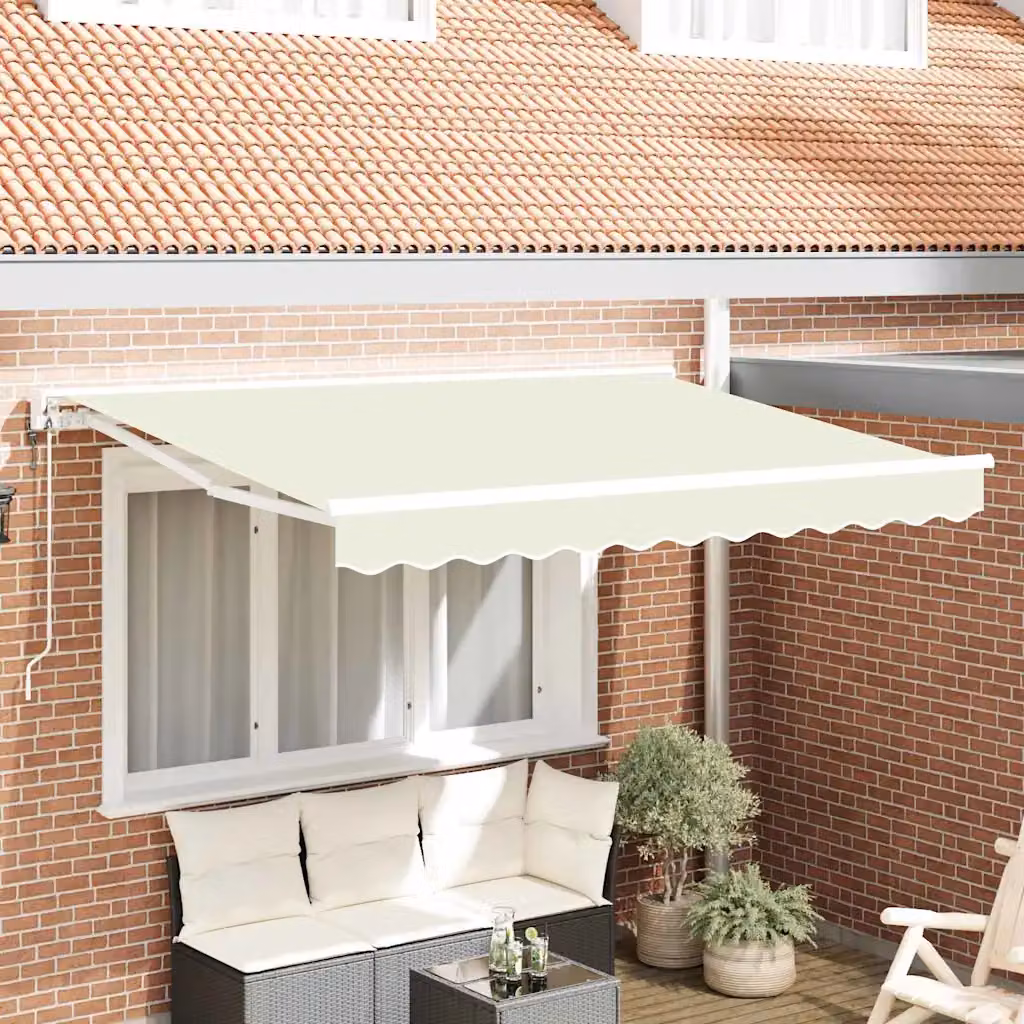 vidaXL Tendone a semi-cassonetto in alluminio e poliestere, colore beige e bianco, L: 250 cm x H: 200 cm
