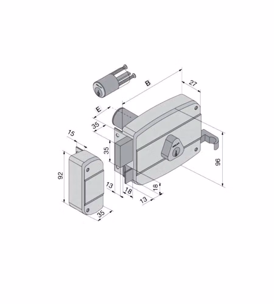 Serratura App.Legno Sx 030.60.52.2 Welka