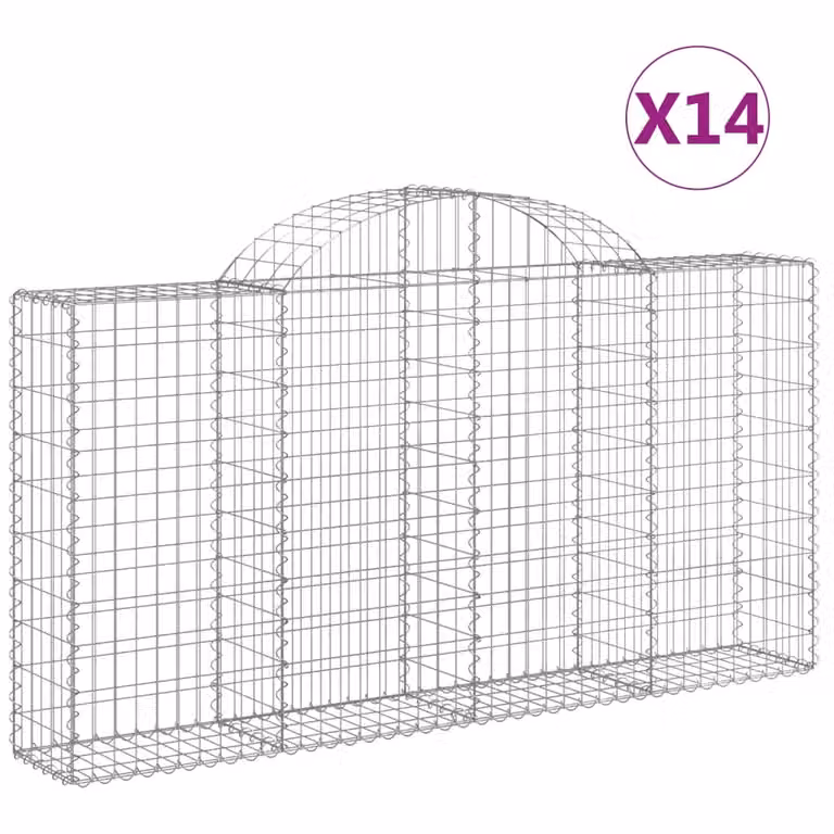 Cesti Gabbioni ad Arco 14 pz 200x30x100/120 cm Ferro Zincato