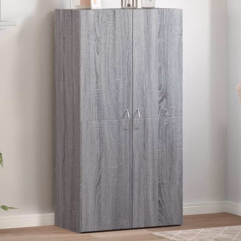 Schedario moderno vidaXL in legno e MDF grigio con ante a battente, L: 60 cm, P: 32 cm, H: 115 cm