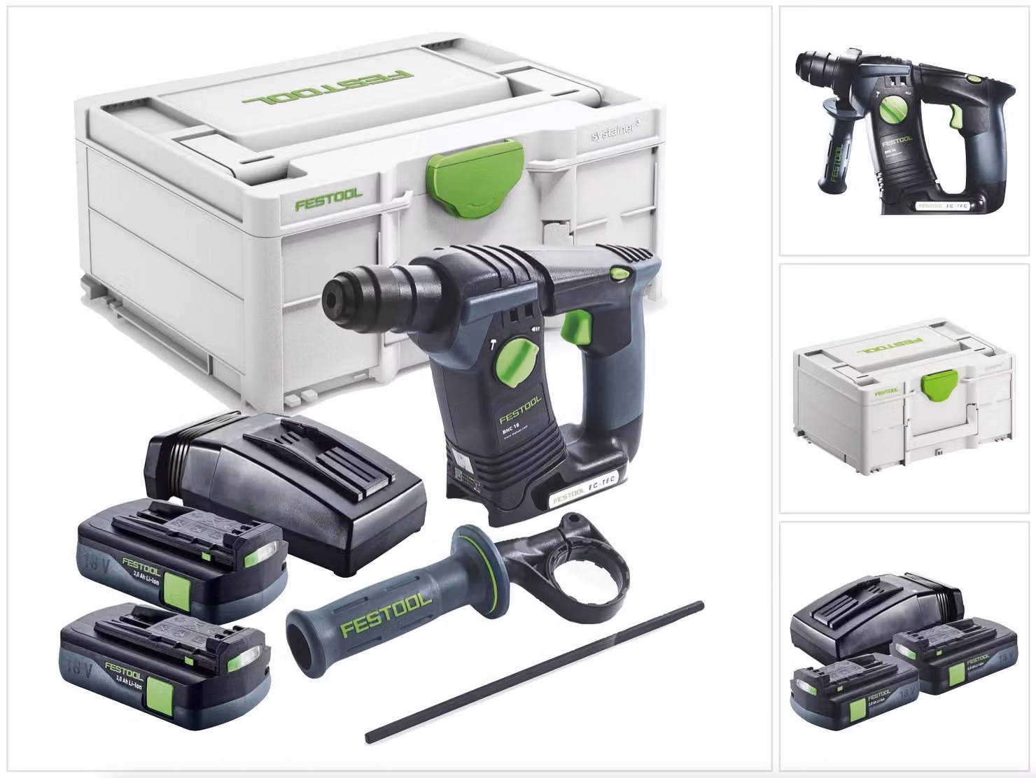 Festool BHC 18-Basic 18 V 1,8 J SDS Plus Brushless trapano a percussione a batteria + 2x 3,0 Ah batteria + caricabatterie + systainer